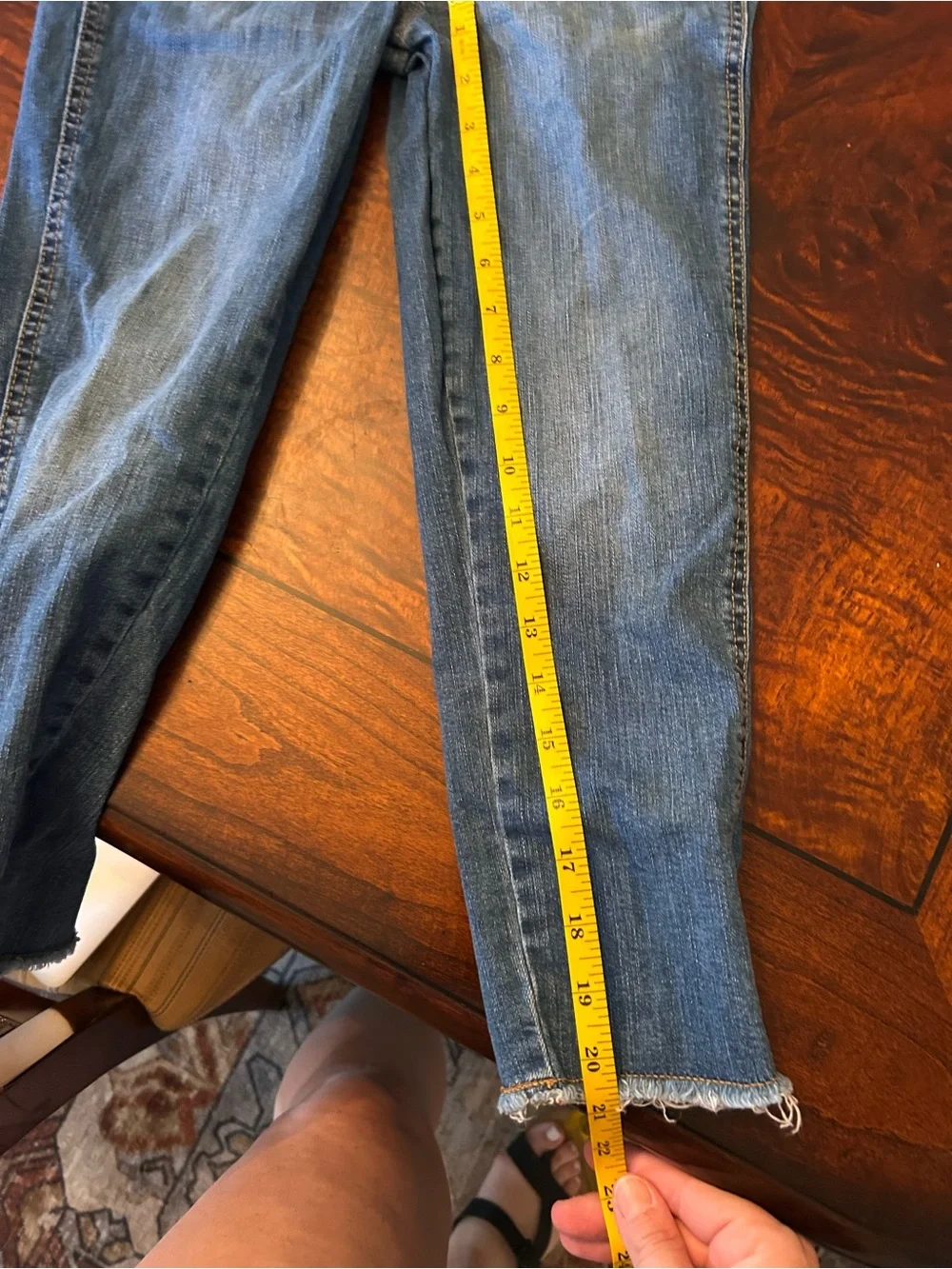 OshKosh B'gosh Girls Denim Overalls Blue Jeans Size 8 Adjustable Straps Raw Hem